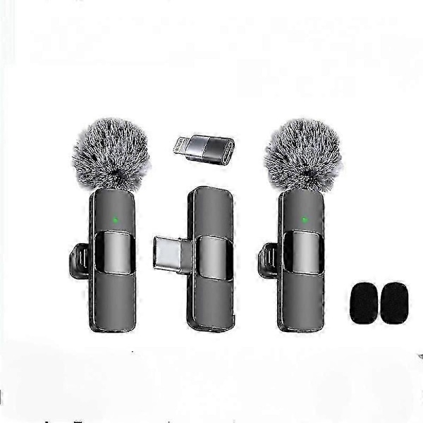 2024 Professionell Trådlös Lavaliermikrofon 2-pack Brusreducerande Kristallklart Inspelning Med Usb-c För Iphone 15 Pro Max, Ipad, Android, Live St