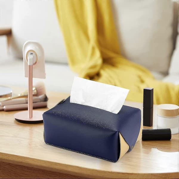 Rektangulär Tissue Box Cover i PU-läder, Hängande Tissue Box Hållare, 24 x 12 x 8 cm, 2-pack