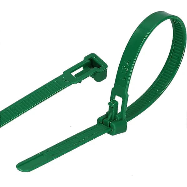 100-pak genanvendelige kabelbindere (7,6 mm X 250 mm, grøn)