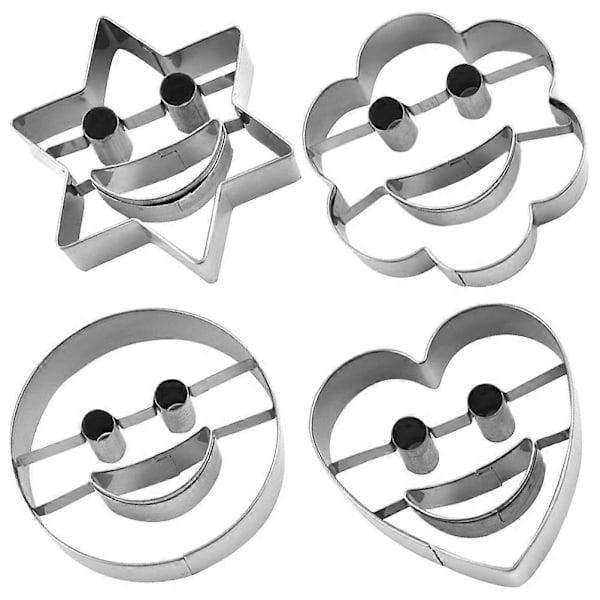 4 stk. Søde kageforme sæt rustfrit stål forme til kagebagning sølv 6,5X6,2X2CM Silver 6.5X6.2X2CM