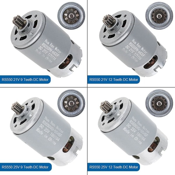 RS550 18V 19500 RPM DC-motor med tvåväxlad 11 tänder och högt vridmoment, kompatibel med elektrisk borr/skruvmejsel - HG Silver
