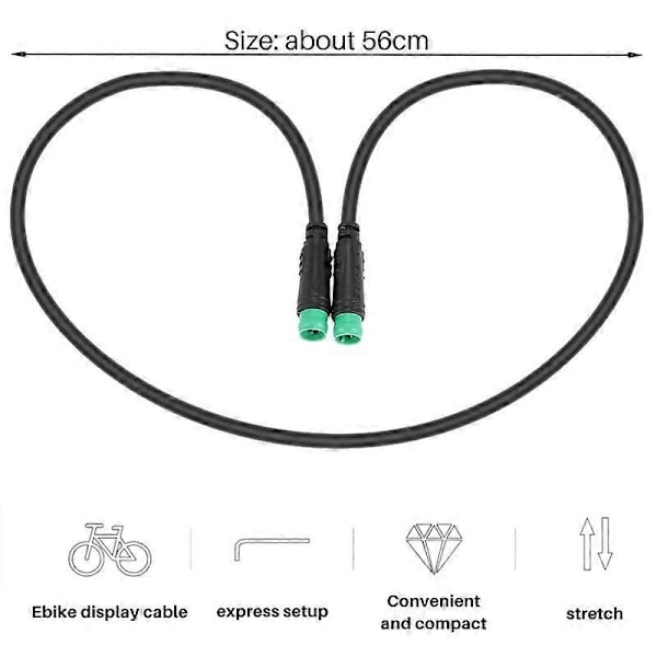 Elektrisk Cykel Ebike 5 Pin Hane till Hane Display Förlängningskabel för Mittmotor BBS01/BBS02/[D] svart