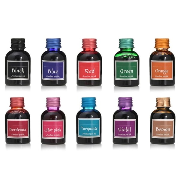 Kalligrafi-muste 10 väriä, dippakynämuste setti, taide, kirjoitus, piirustusmustepullot 30 ml, hartsi-taide, kuplien valmistus, maalaus