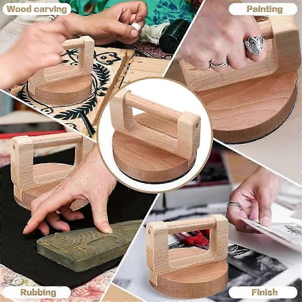 Bambu Tryckpress Baren med Filtmatta, 2-pack Blocktrycksverktygssats för Konstmaterial