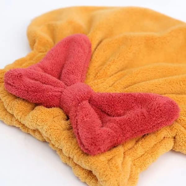 4-pack hårhandduksinpackningar, superabsorberande mikrofiber korallfleece torkmössor med rosetter, hårvård efter duschen, 25 x 30 cm