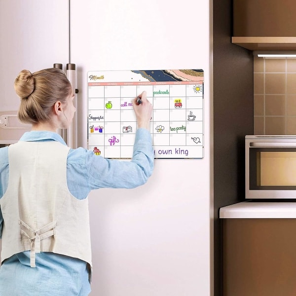 Torkbar magnetisk kalender för kylskåp - Vittavla magnetisk B