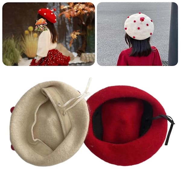 Vinter Svamp Basker Hatt Vit Dam Flickor Formell Casual
