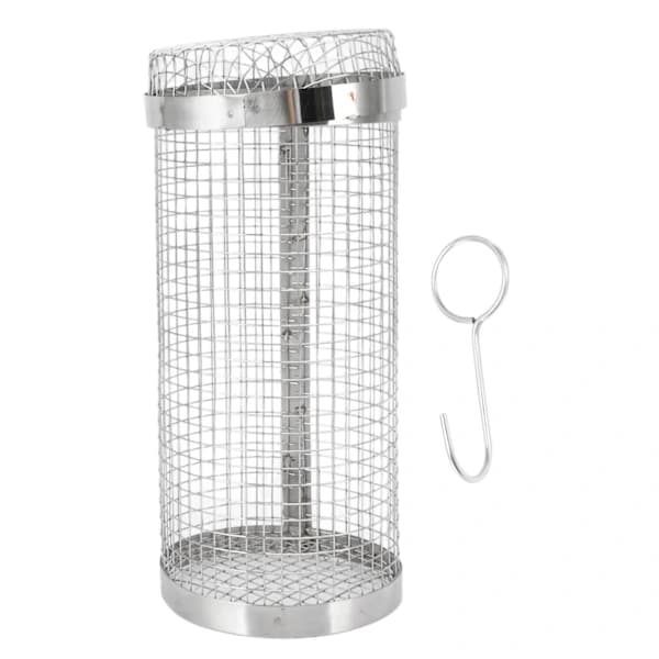 Grillkurv i rustfrit stål, varmebestandig, rustbestandig BBQ-grilltromle med krog til campingfester 20 cm