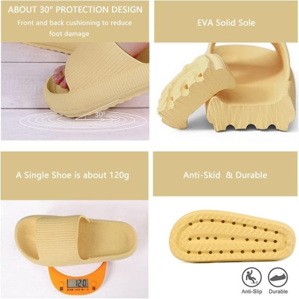 Naisten Paksu Platforma Pilvi Slippers Keltainen 44-45 gul 44-45