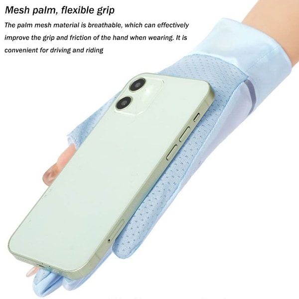 Anti-UV Solbeskyttelse Ice Silk Handsker Kørehandsker til kvinder.CA blue Ice Silk