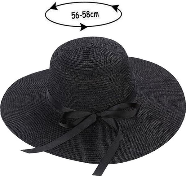 Solhat - dame stråhat med bred skygge - UPF 50+ foldbar strandhat - til strand, have og ferie