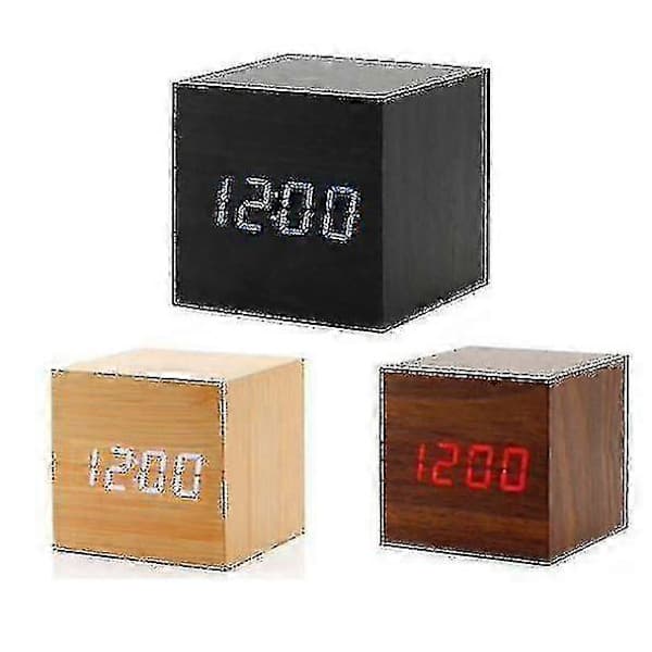 Gingko Cube Led Klick Klocka Väckarklocka Med Ljudaktivering (tid, datum, temperatur) Olika Färger A10 Bambu blå