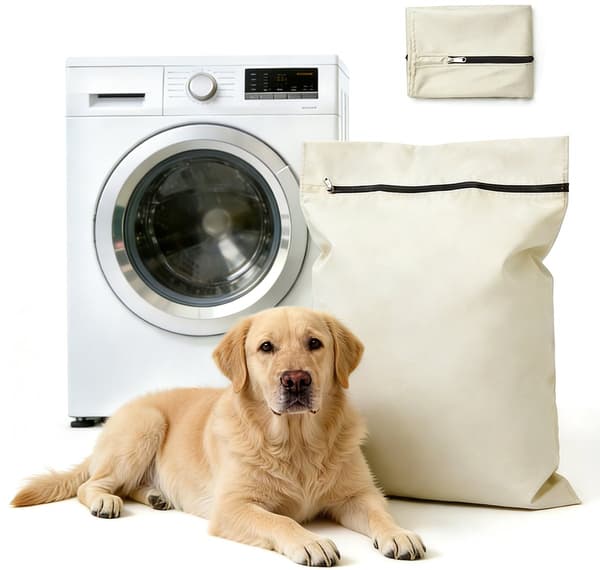 Vasketøjspose til kæledyr, stor lynlåspose i twillpolyester til fjernelse af kæledyrshår, til hunde-, katte-, heste- og kaninlejer, 60 x 70 cm