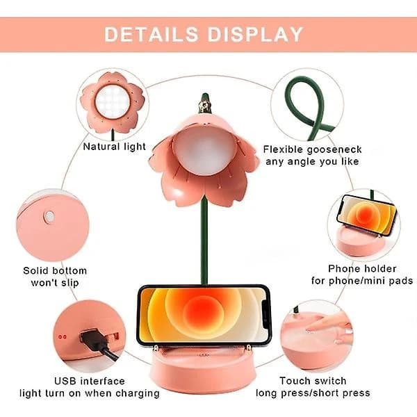 Bordlampe til børn, dæmpbar LED-bordlampe med 3 farvetemperaturer med touch-sensor
