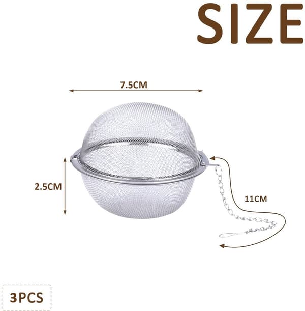 Tekule-sett med 3, gjenbrukbart 304 rustfritt stål med kjede og klips for tekanner, kopper og krydder, rustfritt stål