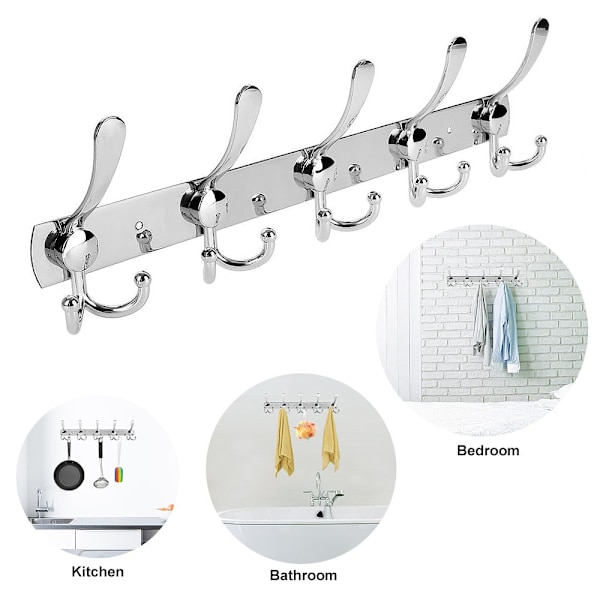 Wall Mounted Coat Hook, 1-Pack Stainless Steel Wall Mounted Coat Rack Durable Bathrobe Hat Clothes Hooks
