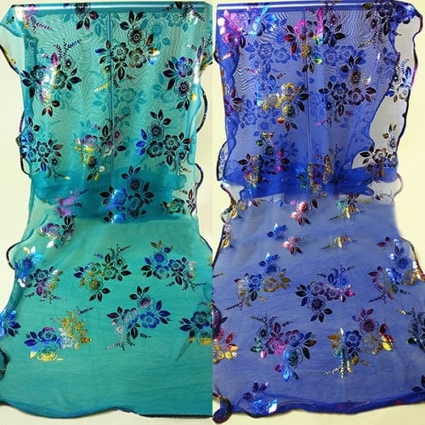 Dammode blomsterprint tyl tørklæde sort lang sjal