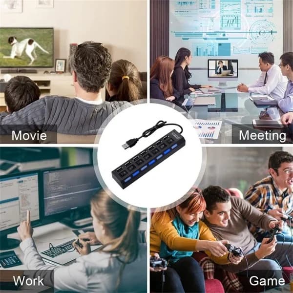 USB-keskitin USB-sovitin Multiportar Käytä virtalähdettä Extensor