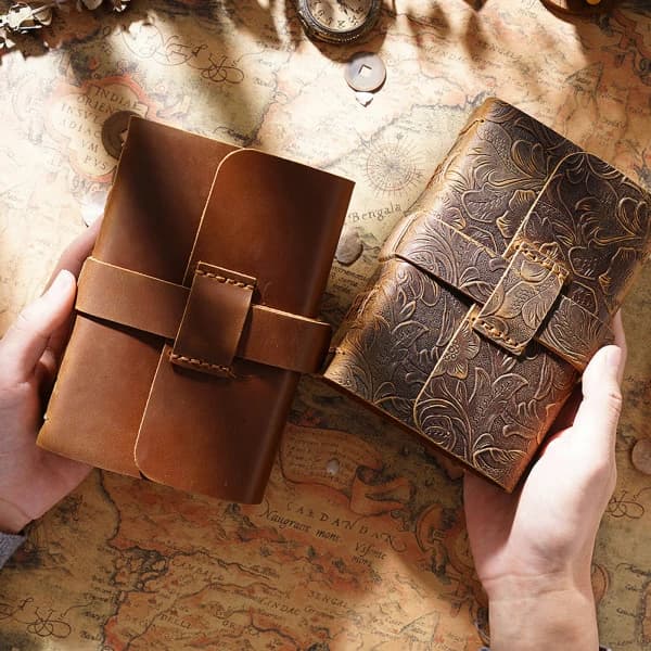 Vintage Læder Notesbog Rejsedagbog Håndlavet Notesbog Dagbog til Voksne Gave Brun