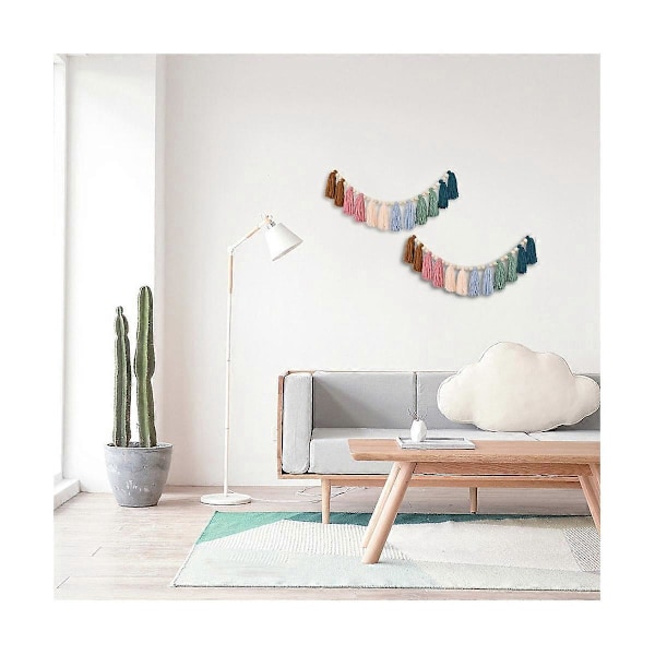 CASA 2 st Regnbåge Boho Girlang med Träpärlor Färgglad Väggbonad Girlang Party Baby Shower Dekor