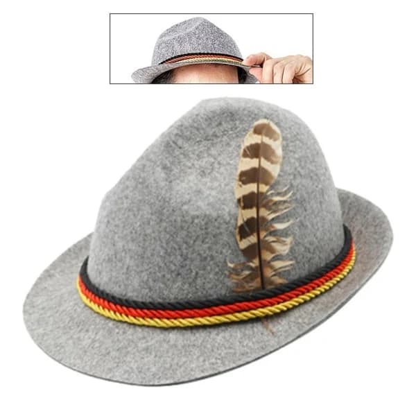 Oktoberfesthatt för vuxna, bayersk tysk öl-cosplayhatt, ljusgrå