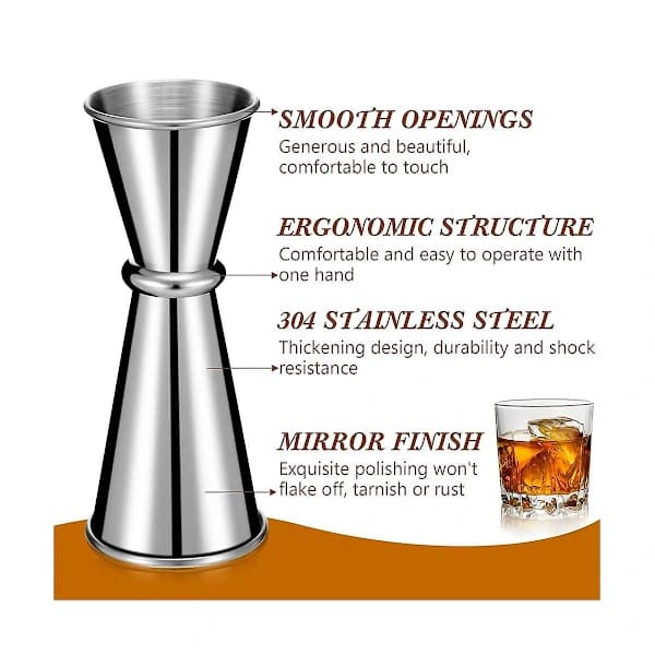 9-delt jigger for bartending, cocktailjigger 2 oz 1 oz, 304 rustfritt stål shotglass måling