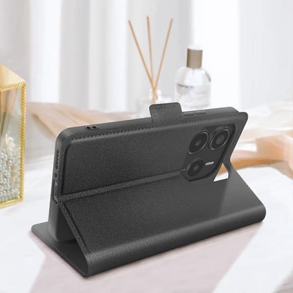 {ca}Etui til Redmi Note 14 5G Kortholder Magnetisk flap, Sort