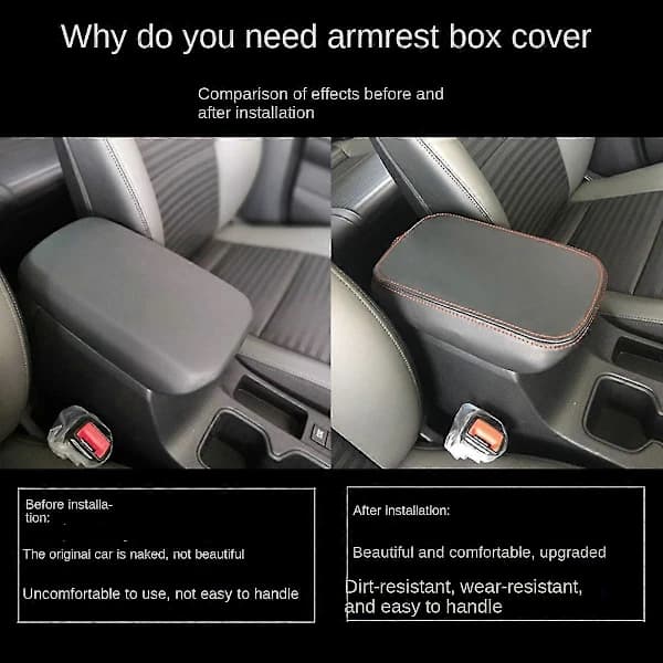 För Highlander 2009-2014 Bilkonsol Armstöd Panel Skyddande Trim Typ + Röd Tråd