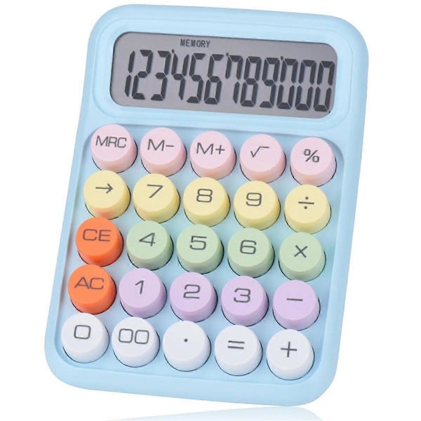 CASA Mekanisk Trykknapsregnemaskine, 12-cifret LCD-display, Store knapper nemme at trykke på, Farverig Candy C
