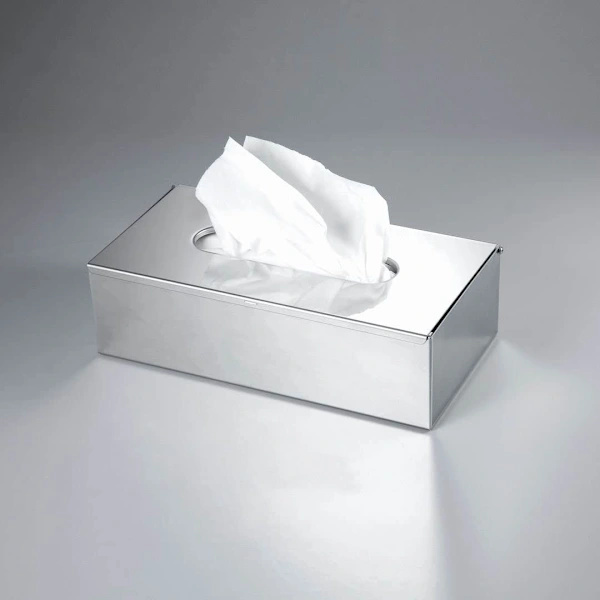 Rektangulær Kleenex Servietholder Flad Servietdispenser til Badeværelsesborde (Krom Sølv)