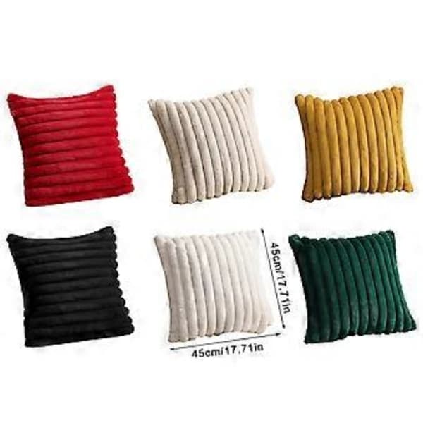 Elegant Stribet Tekstureret Pudebetræk til Sofaseng - 450x450mm, Råhvid
