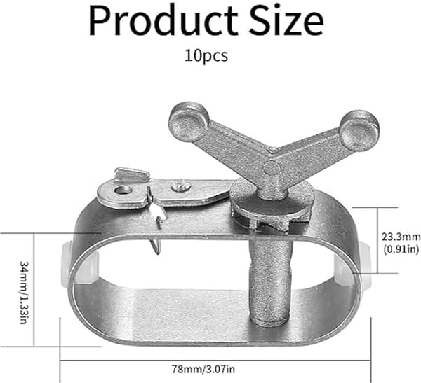 Wirestrammere, 10-pak, Kabelstrammere i aluminium, 150-200 kg, Til poolovertræk, tørresnore og telte, Sølv