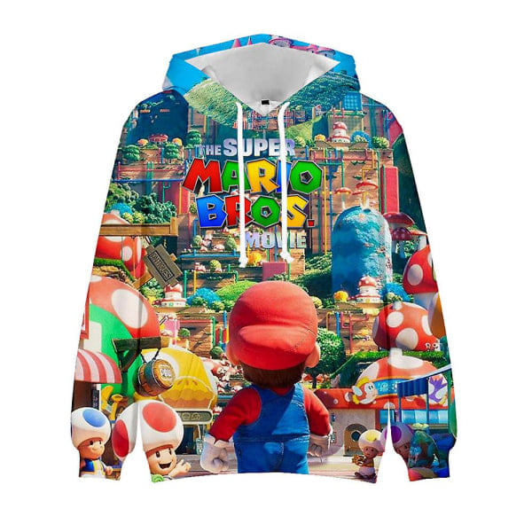 Super Mario Bros Film 3D Cartoon Tryck Casual Dragkedja Hoodies Långärmad Huvtröja Pullover Toppar Barn Födelsedagspresent E 8-9 Years