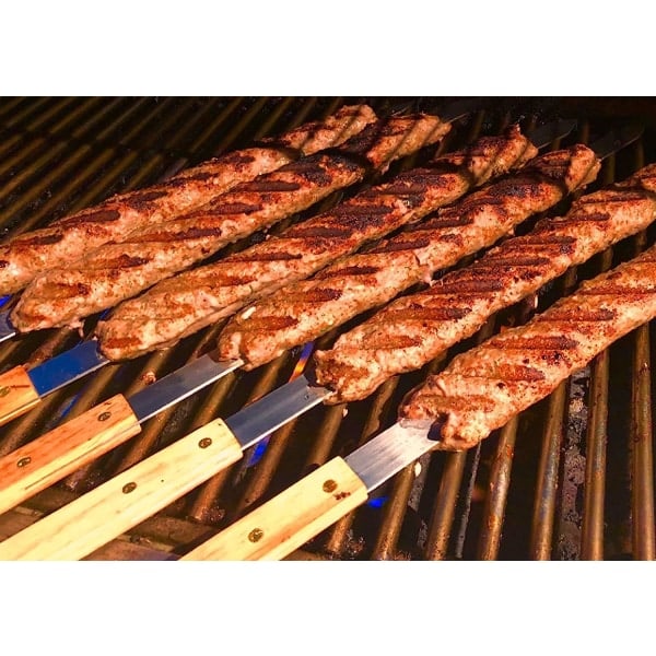 15,75 tum långa 5/8 tum breda 2 mm tunna grillspett i rostfritt stål, 10-pack, silver
