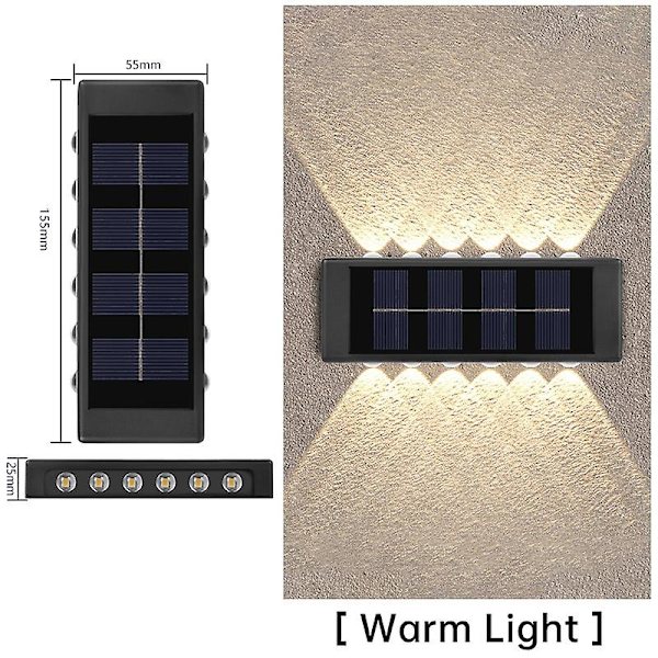 8 LED Aurinkokennokäyttöiset ulkopuutarhavalot, ylös- ja alaspäin suuntautuva valo, seinäkoriste, puutarhaseinävalaisimet, vedenpitävät puutarhakoristevalaisimet parvekkeelle