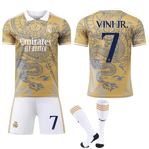 2024-2025 Real Madrid Special Edition Barn- og Voksen Fodboldtrøje med Strømper No.7 VINI JR 24