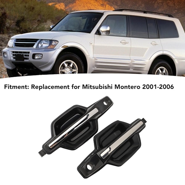 1 Par Fremre Ytre Dørhåndtak MR653471 Venstre Høyre Krom Dørhåndtak Erstatning for Mitsubishi Montero 2001–2006