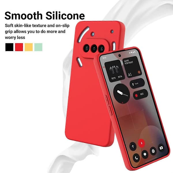 Flydende silikonecover med håndrem til Nothing Phone (3a) - Rød