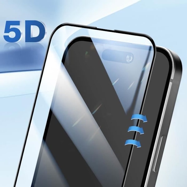 Härdat glas för iPhone 16, 9H hårdhet, Anti-Repor, Full Limning, 5D, Blå Stjärna, Svart