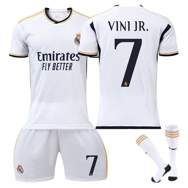Fotbollströja Barn Nr.7 Vinicius Fans Fotbollströja Set Hemma Match Barn Pojkar Jersey Träningsoverall Tröja+Shorts+Strumpor 10-11 År