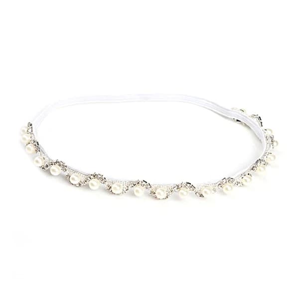 Børn Krystal Perle Blomst Pandebånd Faux Perle Rhinestone Sølv
