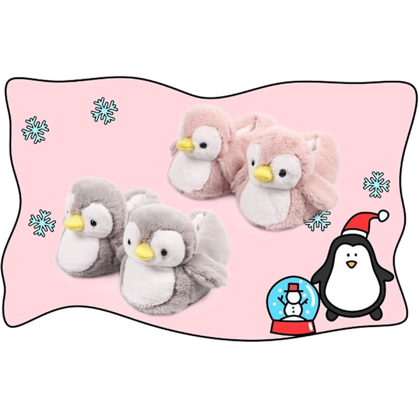 Women's Cute Penguin Animal Slippers Novelty Cozy Fuzzy Slippers Soft Plush Winter Warm Home Shoes