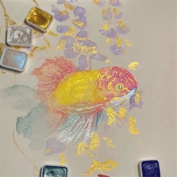 20 farvesæt, metallisk sæt, glitter akvarel solid farveboks, (1ML-A)