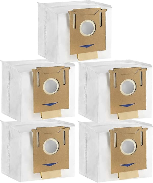5-pack dammsugarpåsar för Ecovacs Deebot Ozmo T8 T9 N8, 3-lagers filterdammpåsar för robotdammsugare, vit