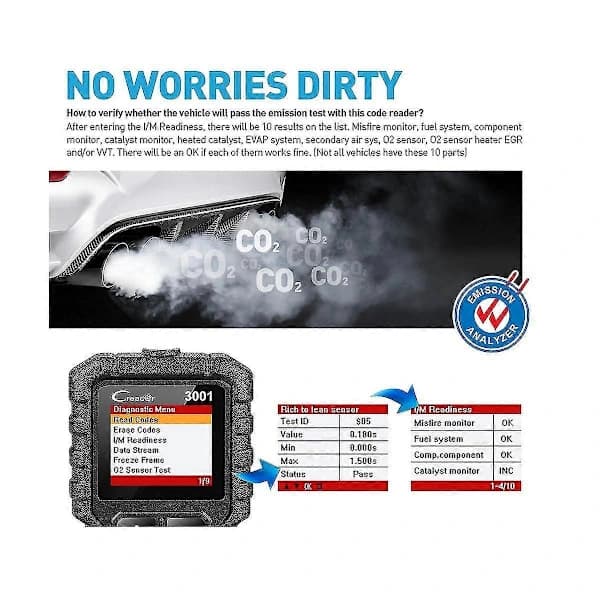 LAUNCH Creader 3001 OBD2 Bilkodelæser Scanner Motor Fejlkodelæser Bil Diagnostisk Værktøj Kontroller Motor