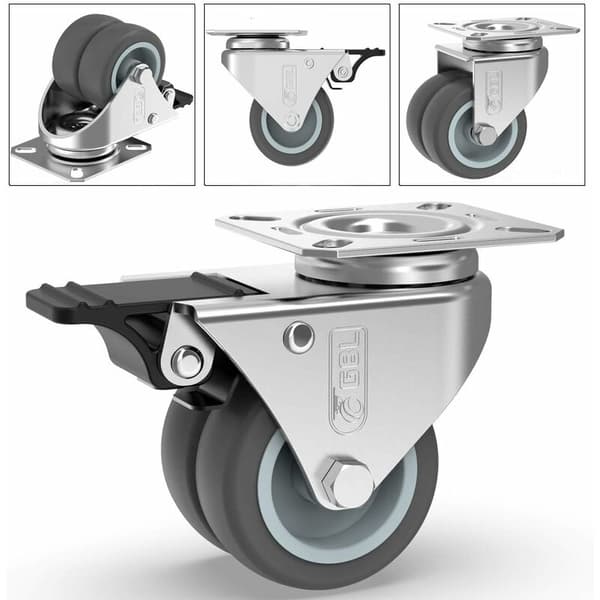 Möbelrullar 400KG, 50mm Swivelrullar med broms och utan