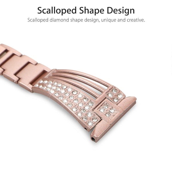 Kompatibel med Fitbit Versa, Fitbit Versa Lite Erstatningsarmbånd, Rustfritt stål med Rhinestones[D]