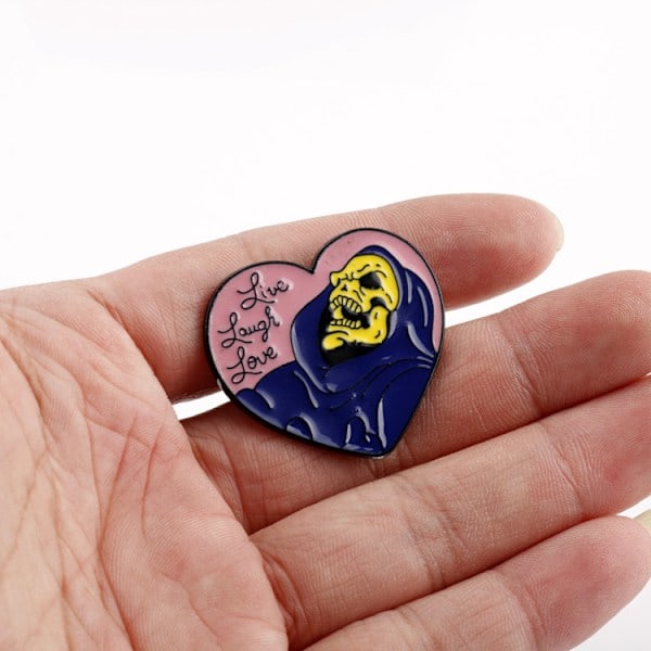 2 stk. Live, Laugh, Love - Skelet - Badge Pin