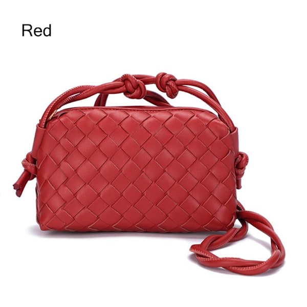 Crossbody-laukku naisille PU-punottu PUNAINEN—noin Red