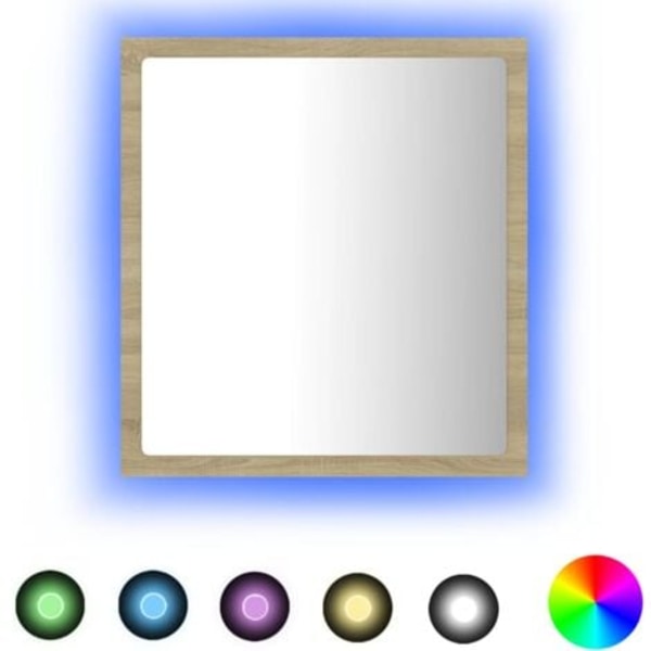 DPZO LED-speil for bad, Sonoma eik, 40 x 8,5 x 37 cm, Antidugg, 5 lysfarger med variabel intensitet, Strømuttak, Akryl -DPZO.ca